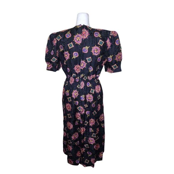 Karin Stevens Vintage Silk Short Sleeve Blouson Dress Womens Size 8 Black - Picture 4 of 6